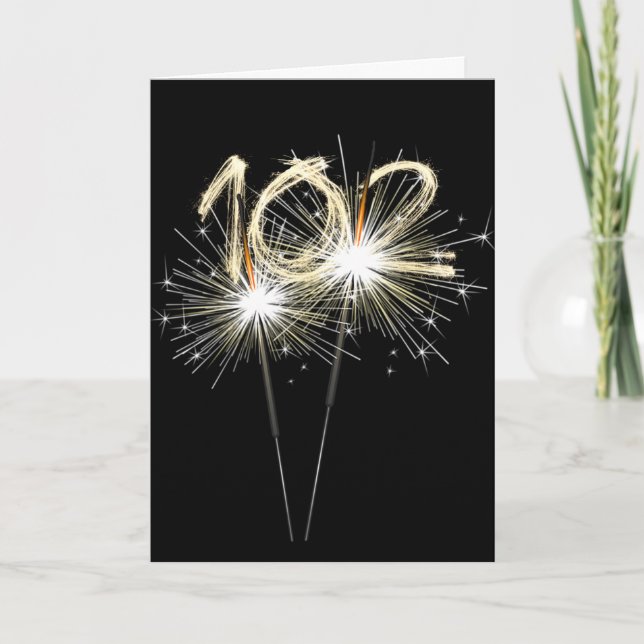 Carte 102e anniversaire Sparklers en noir (Devant)