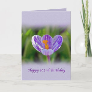Carte 102nd Anniversaire, religieux, fleur de crocus