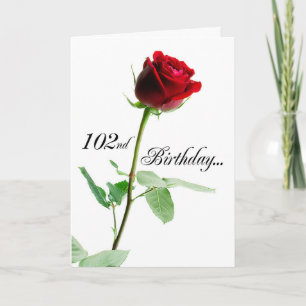 Carte 102nd Rose rouge d'anniversaire