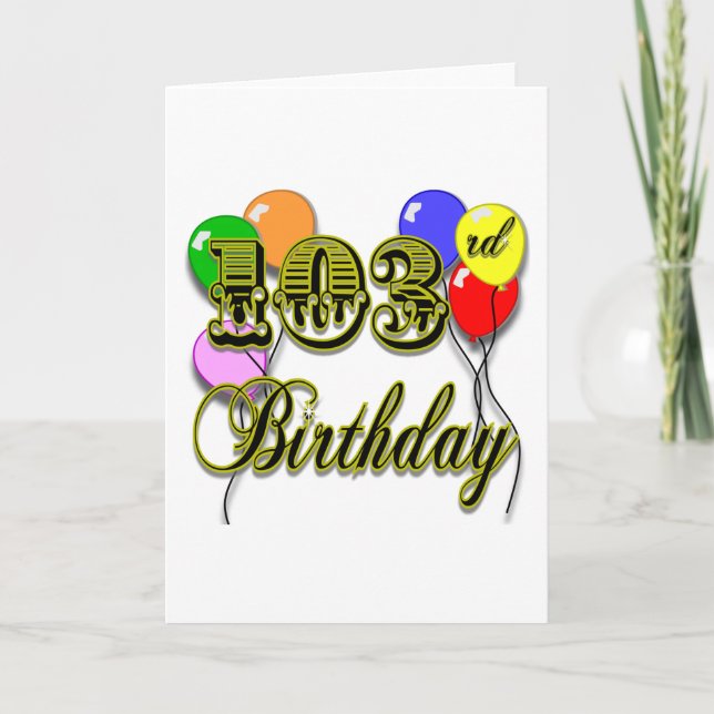 Carte 103e anniversaire avec ballons (Devant)