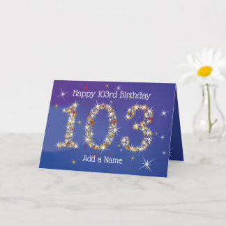 Carte 103e anniversaire - Nombre d'étoiles - Bleu - 103