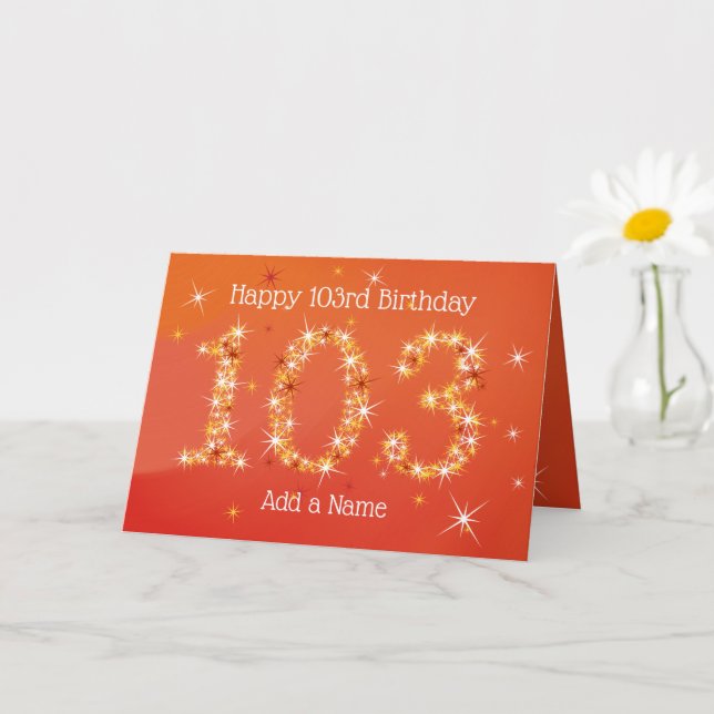 Carte 103e anniversaire - Nombre d'étoiles - Rouge - 103 (Petite plante)