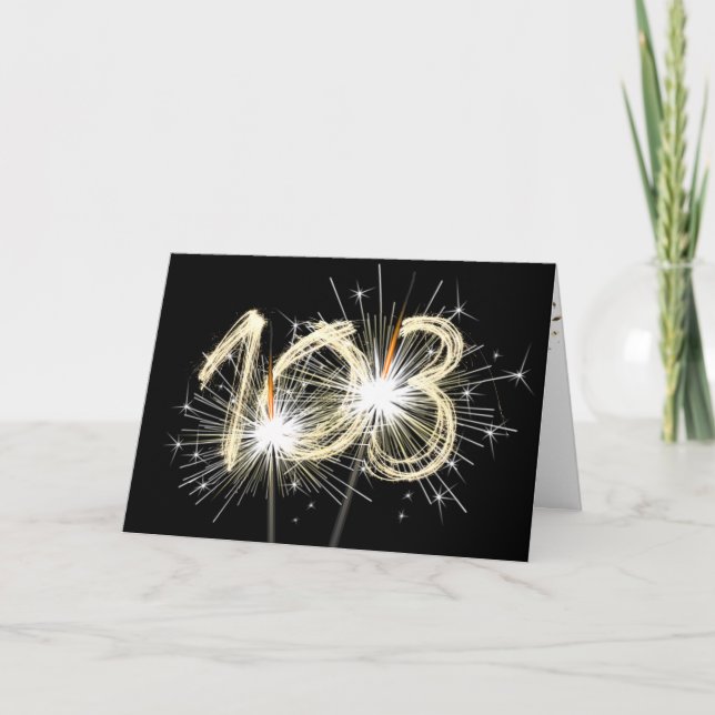 Carte 103e anniversaire Sparklers en noir (Devant)