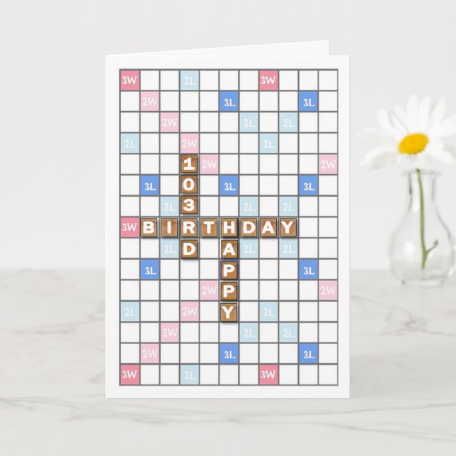 Carte 103e anniversaire, Word Game Board (Petite plante)