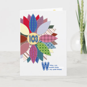 Carte 103rd anniversaire pour la mère, fleur piquée