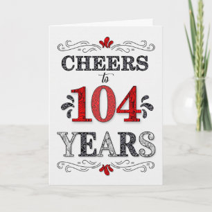 Carte 104e anniversaire Cheers en Motif noir blanc rouge