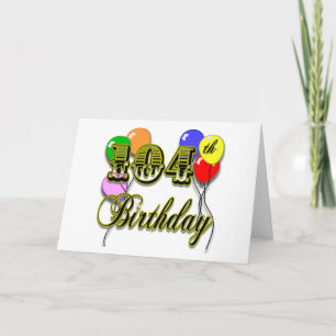 Carte 104th Anniversaire avec des ballons