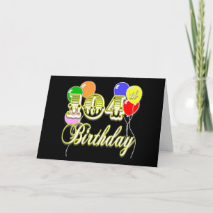 Carte 104th Anniversaire avec des ballons
