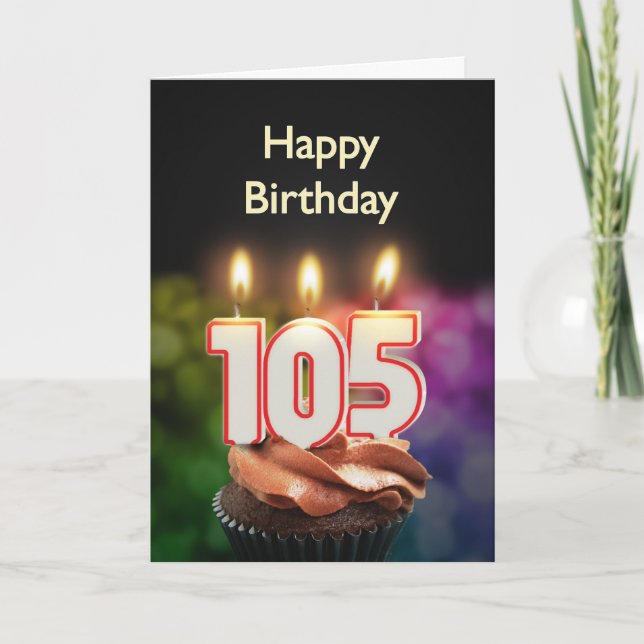 Carte 105e anniversaire avec gâteau et bougies (Devant)