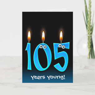 Carte 105e anniversaire bougies sur noir