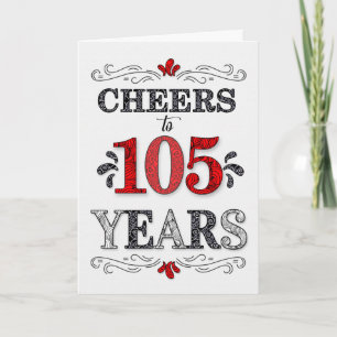 Carte 105e anniversaire Cheers en Motif noir blanc rouge