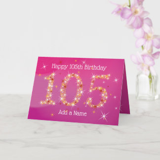 Carte 105e anniversaire - Nombre d'étoiles - rose - 105 