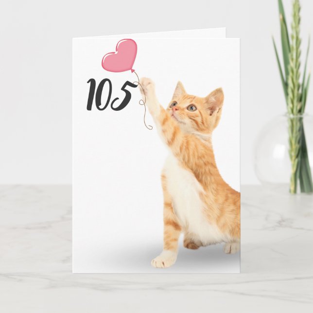 Carte 105e anniversaire tabby cat (Devant)