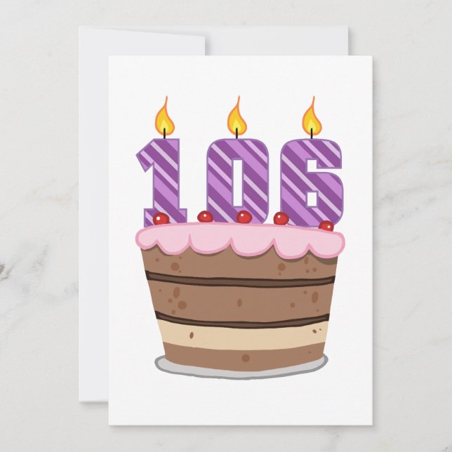 Carte 106 ans sur le gâteau d'anniversaire (Devant)