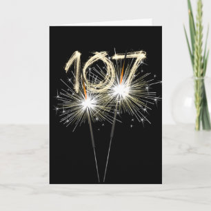 Carte 107e anniversaire Sparklers en noir