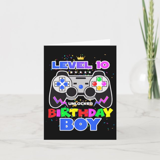 Carte 10 Anniversaire déverrouillé Jeu vidéo garçon 10e  (Devant)