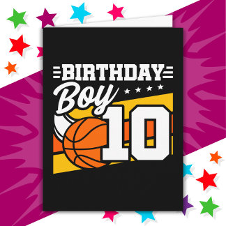 Carte 10 ans Basketball Party 10e anniversaire garçon