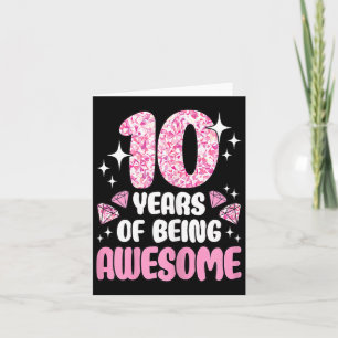 Carte 10 Ans De Génial Mignon Rose 10ème Anniversaire