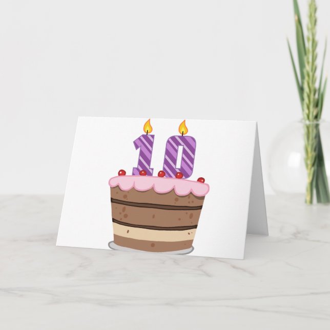 Carte 10 ans sur le gâteau d'anniversaire (Devant)