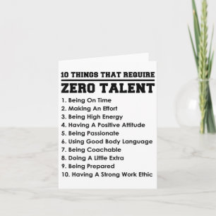 Carte 10 choses qui ne nécessitent aucun talent de motiv