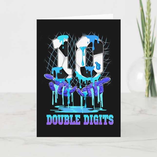 Carte 10 Double Chiffres 10e Anniversaire Garçon Footbal (Devant)