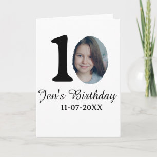 Carte 10 e anniversaire photo en gras lettre enfant nom 
