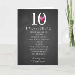 Carte 10 raisons Je t'aime anniversaire