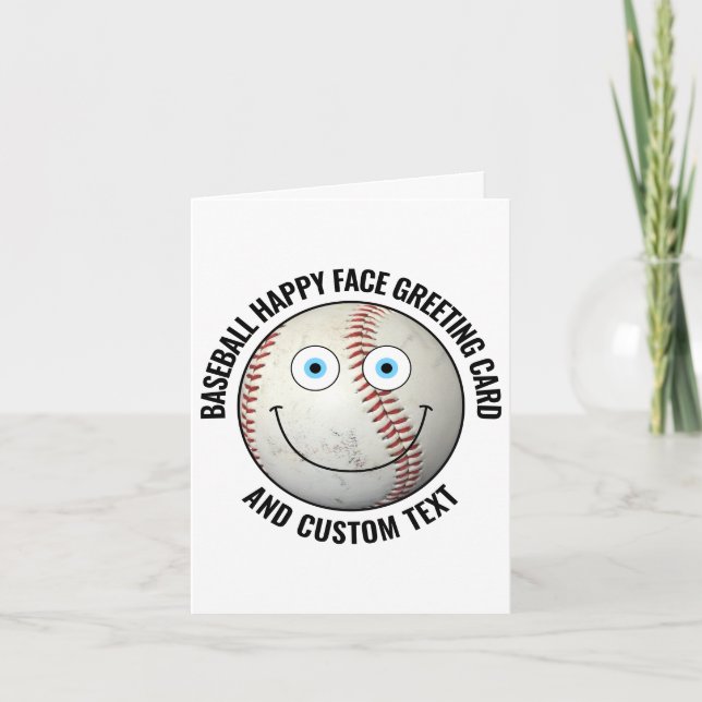 Carte 10 x Baseball personnalisé YEUX BLEUS Visage heure (Devant)