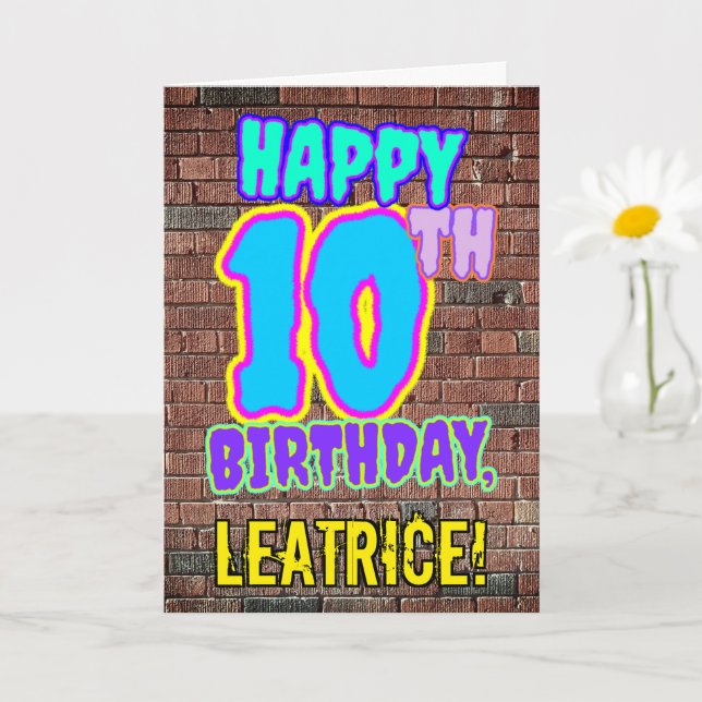 Carte 10e anniversaire - Amusant, Graffiti urbain inspir (Petite plante)
