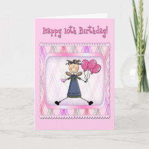 Carte 10e anniversaire Ange rose