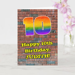 Carte 10e anniversaire : arc-en-ciel amusant inspiré du