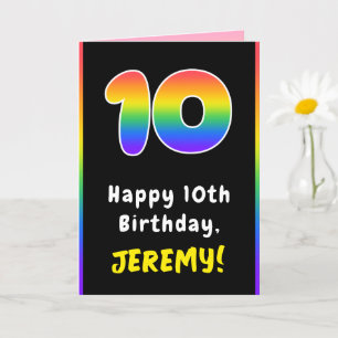 Carte 10e anniversaire : Arc-en-ciel coloré # 10, Nom pe