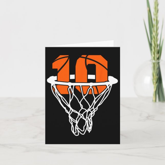 Carte 10e anniversaire Basketball Dix garçons de 10 ans (Devant)