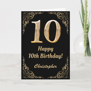 Carte 10e anniversaire Black and Gold Parties scintillan