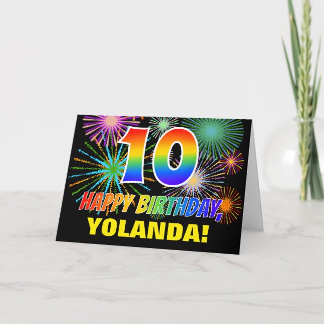 Carte 10e anniversaire : Bold, Fun, Fireworks, Rainbow 1 (Devant)