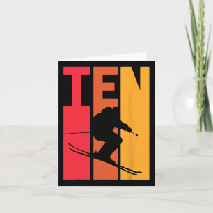 Carte 10e anniversaire Boy Retro Ski Lover Skier 10 ans 