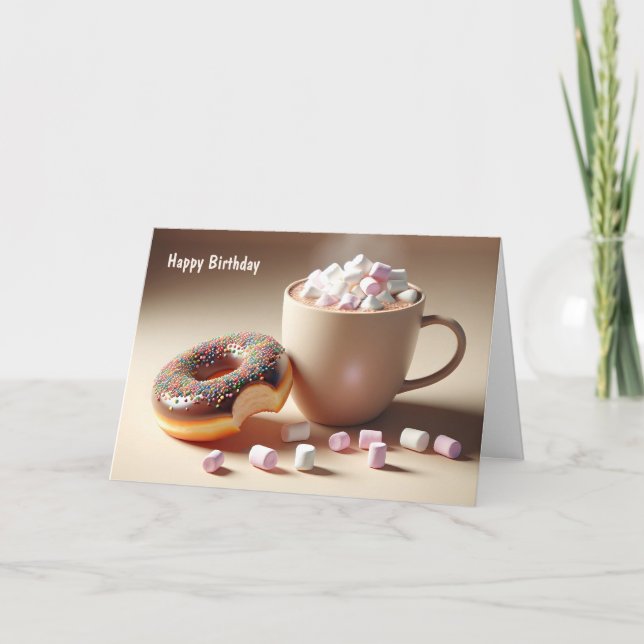 Carte 10e anniversaire de cacao chaud et beigne (Devant)