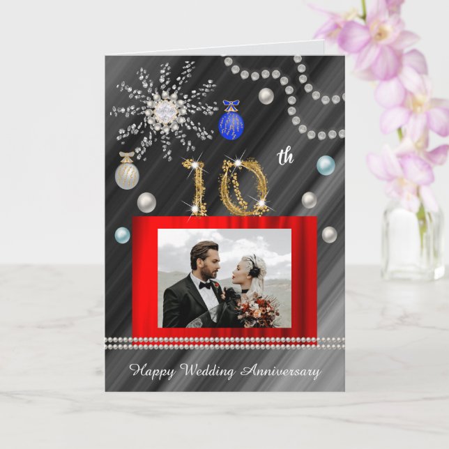 Carte 10e anniversaire de diamant à Noël | 2 photos   (Orchidée)