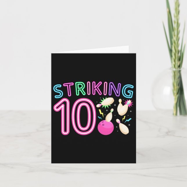 Carte 10e anniversaire de la fête Bowling fille 10 ans B (Devant)