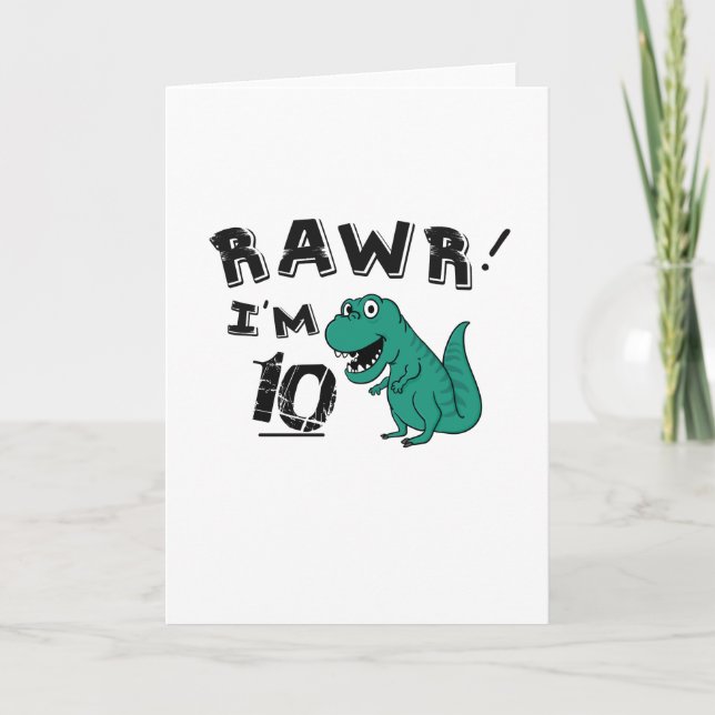 Carte 10e anniversaire Dinosaur cadeau pour les garçons  (Devant)