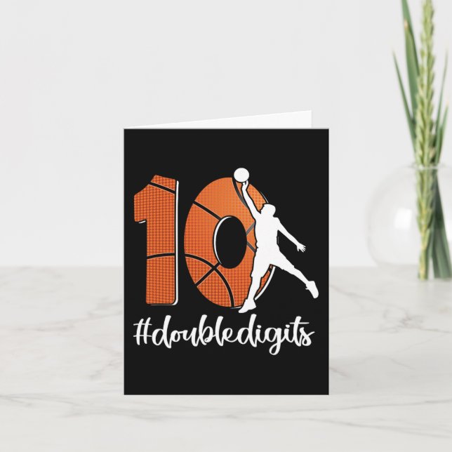Carte 10e anniversaire double chiffres dix basket-ball p (Devant)