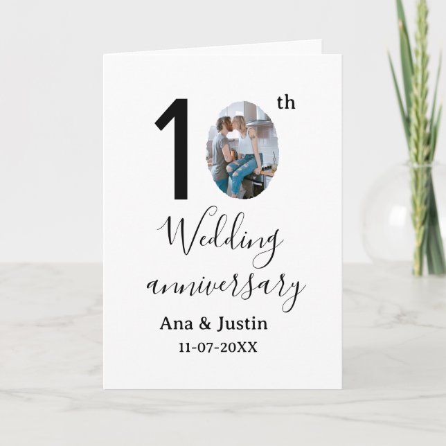 Carte 10e anniversaire du mariage nom photo bold lettre  (Devant)