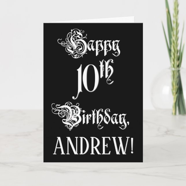 Carte 10e anniversaire : Fancy, Elegant Script + Nom per (Devant)
