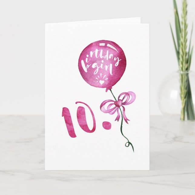 Carte 10e anniversaire fille, Anniversaire filles cadeau (Devant)