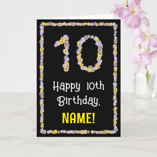 Carte 10e anniversaire : Floral Flowers Numéro, Nom pers