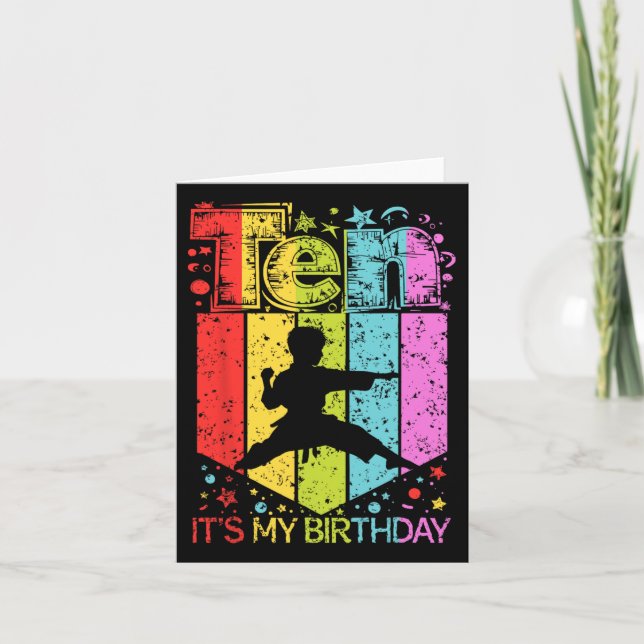 Carte 10e anniversaire garçon fille 10 ans karaté Annive (Devant)