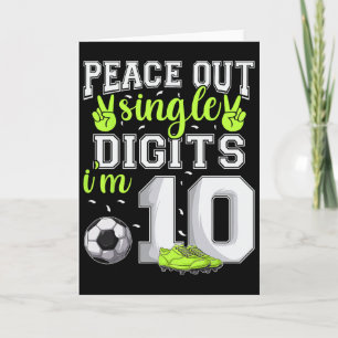 Carte 10e anniversaire garçons football Peace Out chiffr