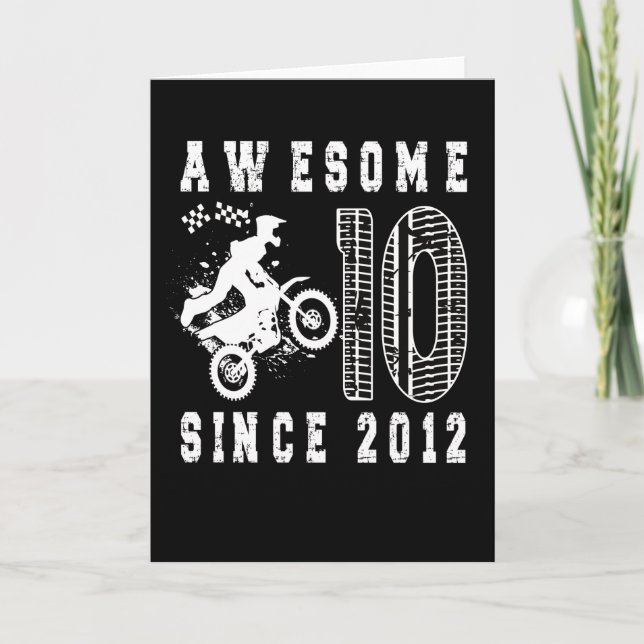 Carte 10e anniversaire Gift Dirt Bike Boy Né en 2012 (Devant)