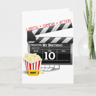 Carte 10e anniversaire Hollywood Movie Party