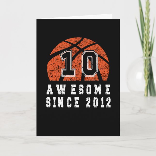 Carte 10e Anniversaire Né En 2012 Basketball Boy 10 Ans (Devant)